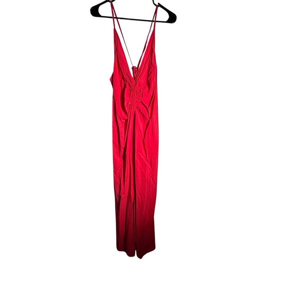 NWT Gap Women's Red V-Neckline Ruched Slip Midi Dress Size XL - Picture 3 of 12